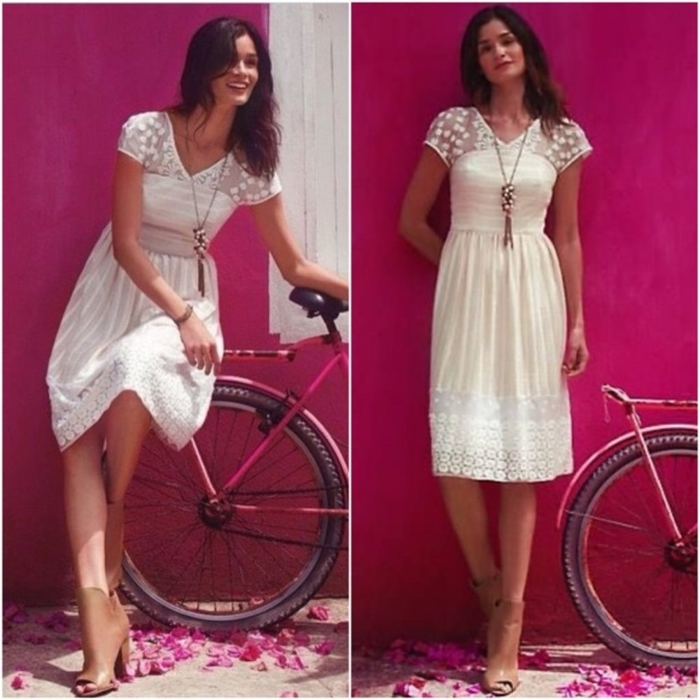 Anthropologie Moulinette Soeurs Poema Lace Embroidered Dress 0